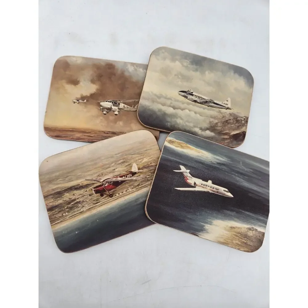 4 Vintage 50 Years of Business Aircraft Coasters From British Aerospace